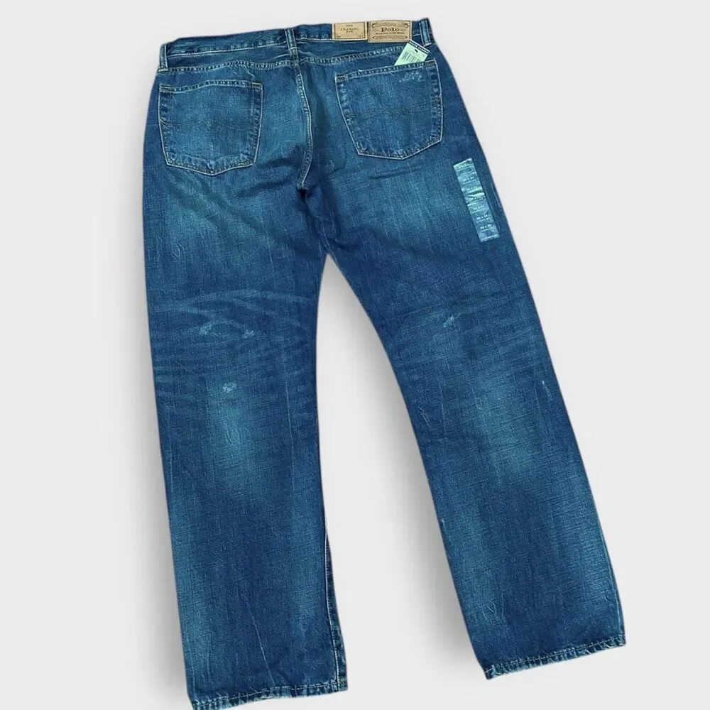 Polo Ralph Lauren Tiger Military Patch Patchwork Distressed Jeans size 36x34 New - Picture 7 of 14